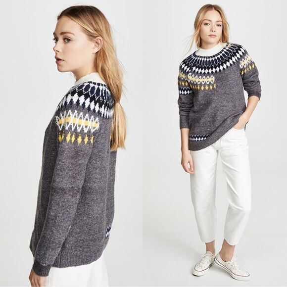 DNA Fair Isle Sweater Gray Shopbop Women’s Size Large - Picture 2 of 8